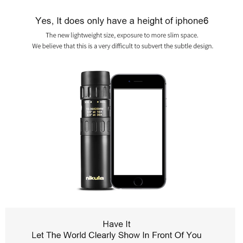 10 30X25 Zoom Monocular High Quality Telescope Pocket Binoculo Optical Prism Scope No Tripod