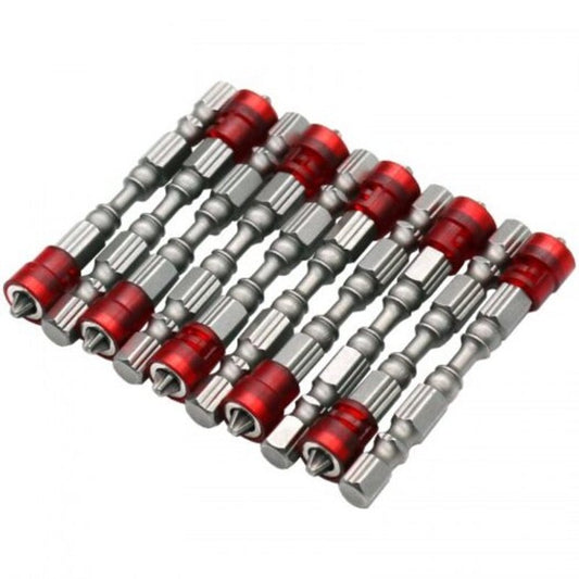 10Pc Drywall Screwdriver Bit Set 65Mm Bits / 4 Hex Depth Stop Silver