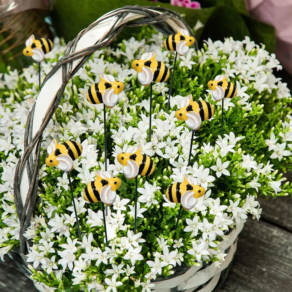 10Pcs Bee Garden Stakes Outdoor Iron Insect Beds Pot Ornament Yard Art