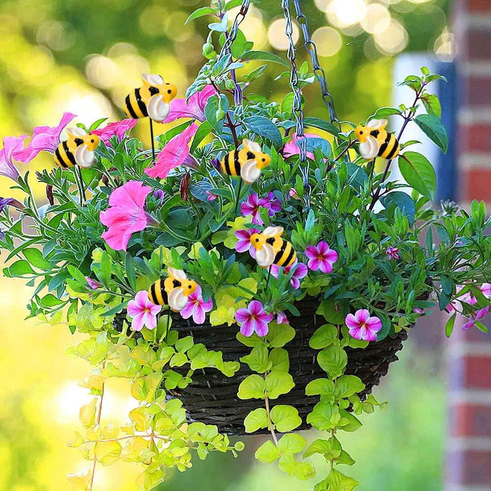 10Pcs Bee Garden Stakes Outdoor Iron Insect Beds Pot Ornament Yard Art