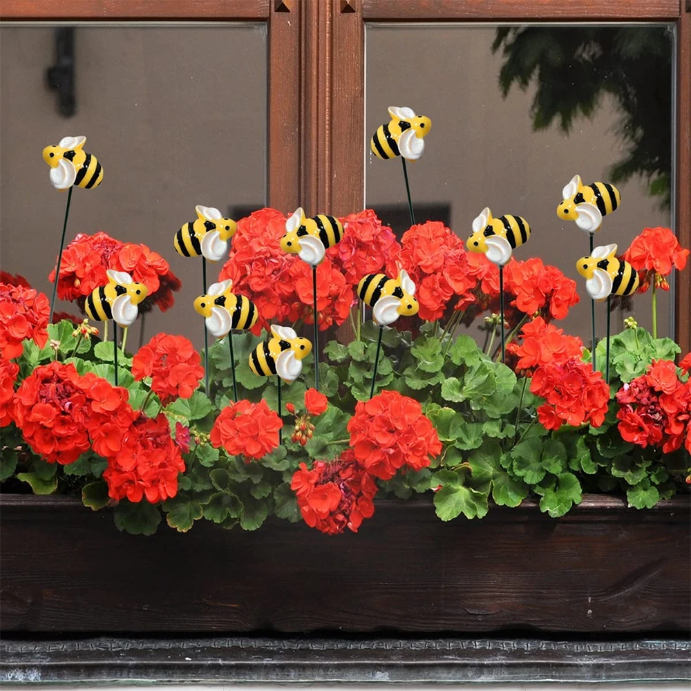 10Pcs Bee Garden Stakes Outdoor Iron Insect Beds Pot Ornament Yard Art