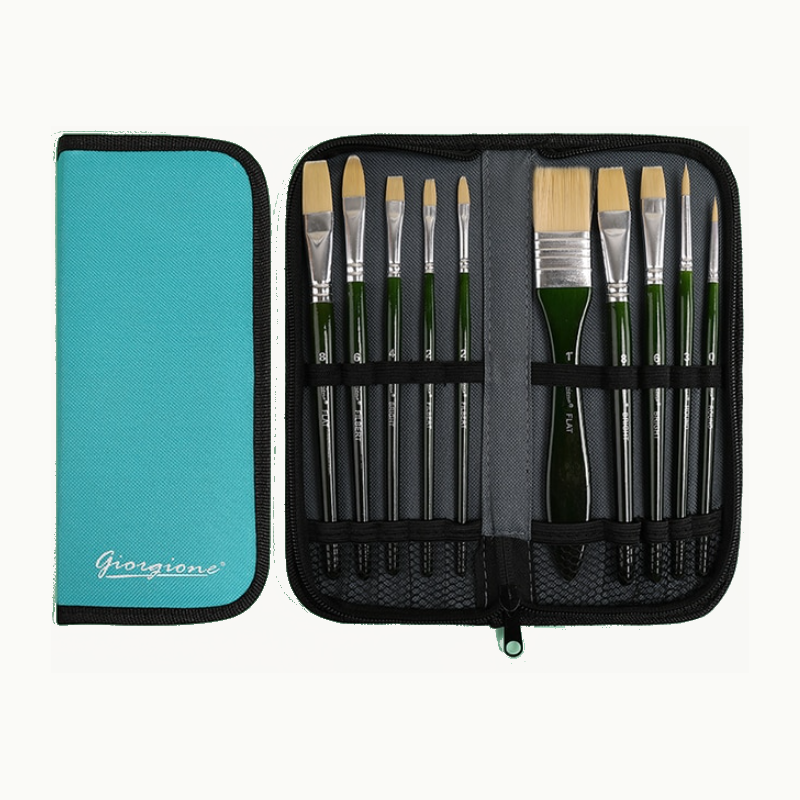 10Pcs Nylon Paint Brush Watercolor Oil Painting Acrylic Multi-Function With Bag
