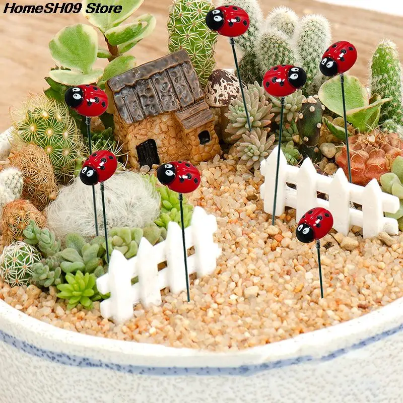 10Pcs Ladybug Insect Stakes Flower Pots Garden Yard Plant Decorations Ornaments