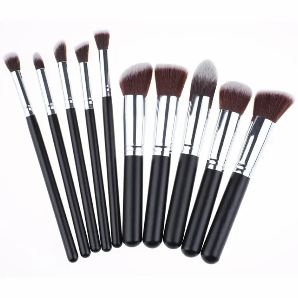 10Pcs Synthetic Makeup Brush Set Cosmetics Foundation Blending Blush Tool