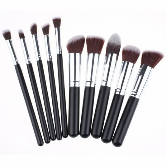 10Pcs Synthetic Makeup Brush Set Cosmetics Foundation Blending Blush Tool