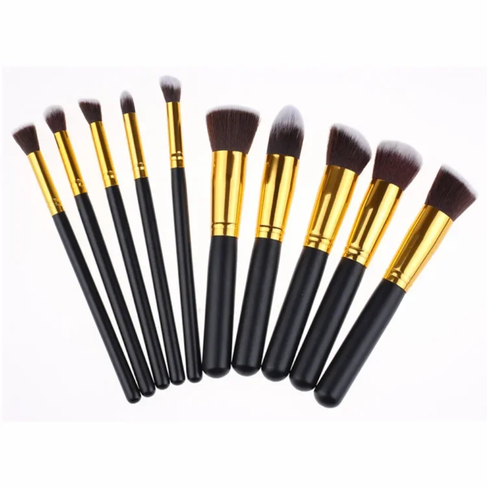 10Pcs Synthetic Makeup Brush Set Cosmetics Foundation Blending Blush Tool