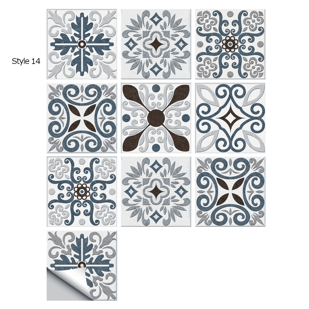 10Pcs/Set Mandala Crystal Hard Film Tiles Wall Stickers Kitchen Bathroom Wardrobe Decoration Art Mural Waterproof Pvc De