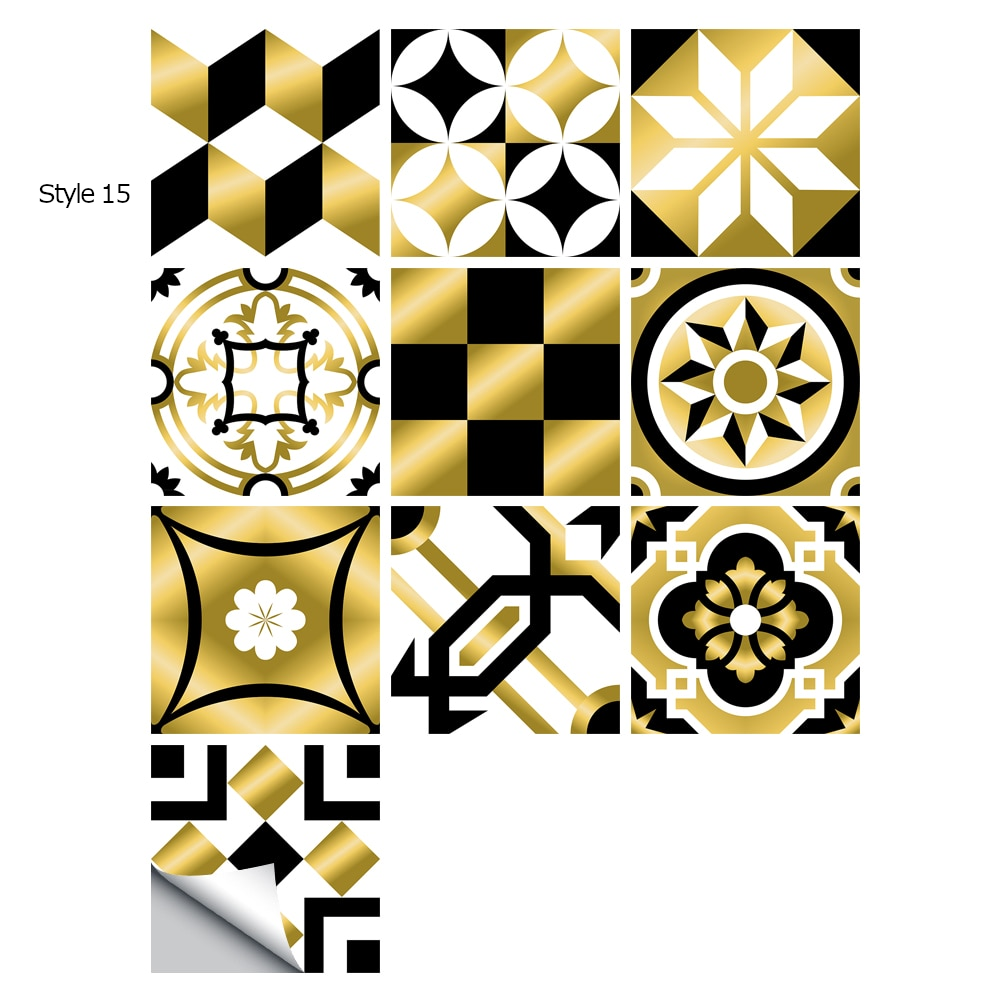 10Pcs/Set Mandala Crystal Hard Film Tiles Wall Stickers Kitchen Bathroom Wardrobe Decoration Art Mural Waterproof Pvc De