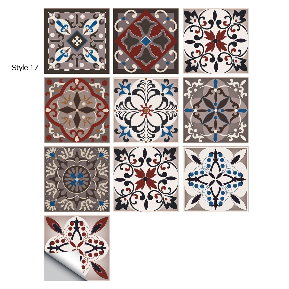 10Pcs/Set Mandala Crystal Hard Film Tiles Wall Stickers Kitchen Bathroom Wardrobe Decoration Art Mural Waterproof Pvc De