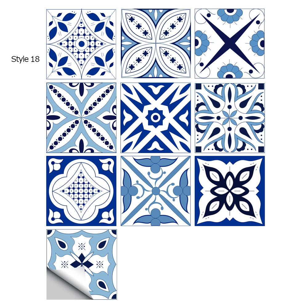 10Pcs/Set Mandala Crystal Hard Film Tiles Wall Stickers Kitchen Bathroom Wardrobe Decoration Art Mural Waterproof Pvc De