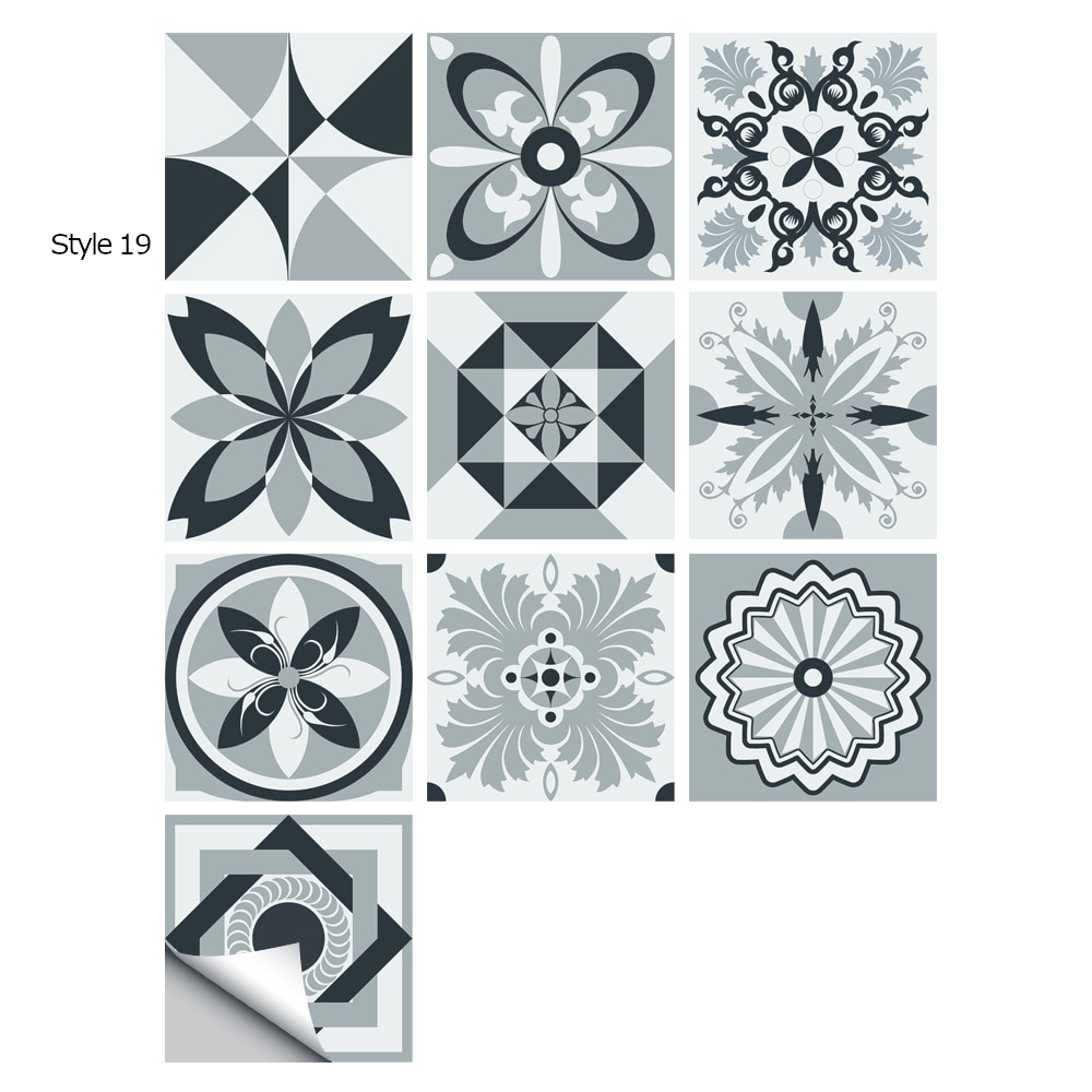 10Pcs/Set Mandala Crystal Hard Film Tiles Wall Stickers Kitchen Bathroom Wardrobe Decoration Art Mural Waterproof Pvc De