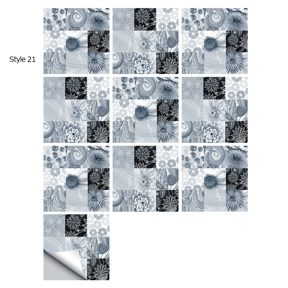 10Pcs/Set Mandala Crystal Hard Film Tiles Wall Stickers Kitchen Bathroom Wardrobe Decoration Art Mural Waterproof Pvc De