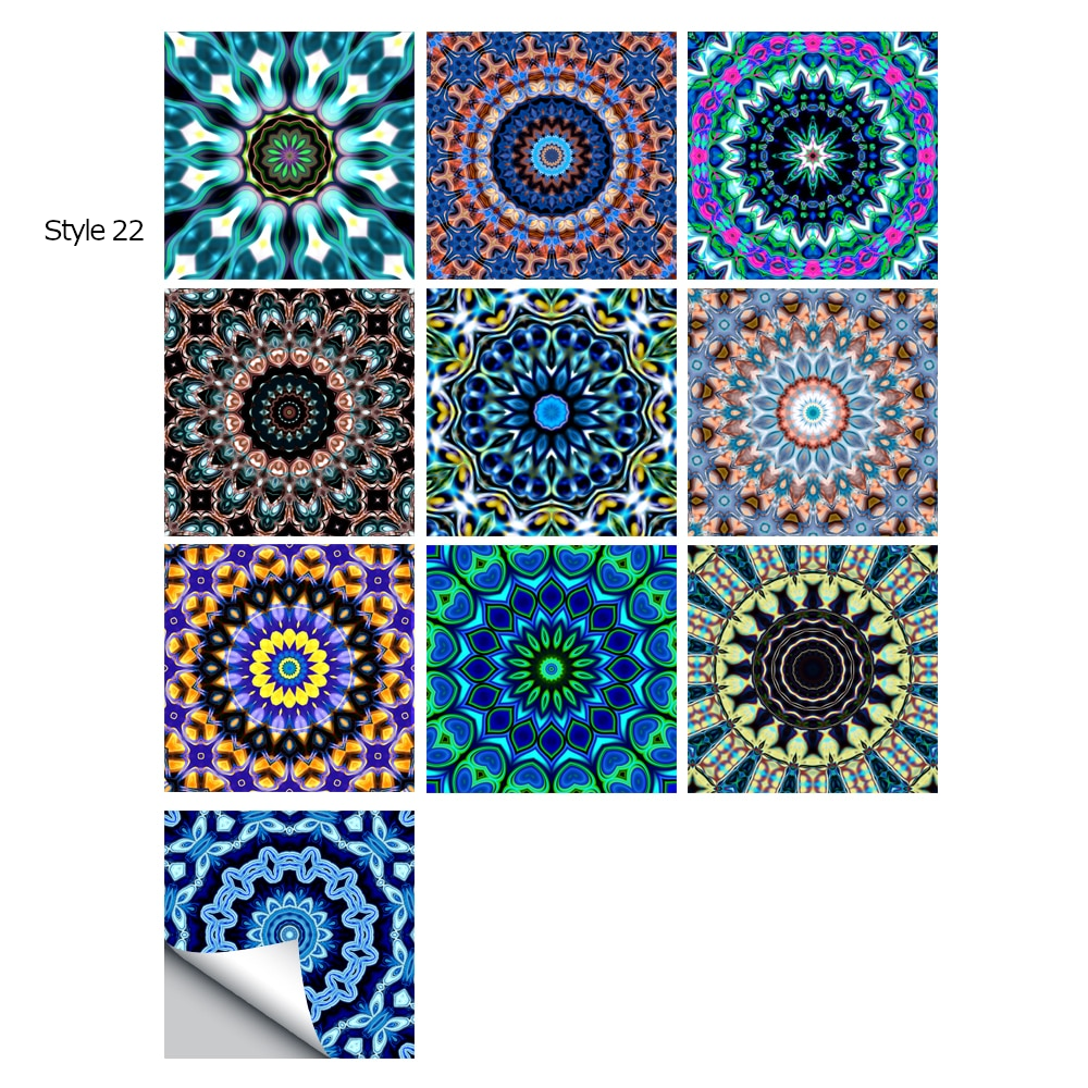 10Pcs/Set Mandala Crystal Hard Film Tiles Wall Stickers Kitchen Bathroom Wardrobe Decoration Art Mural Waterproof Pvc De