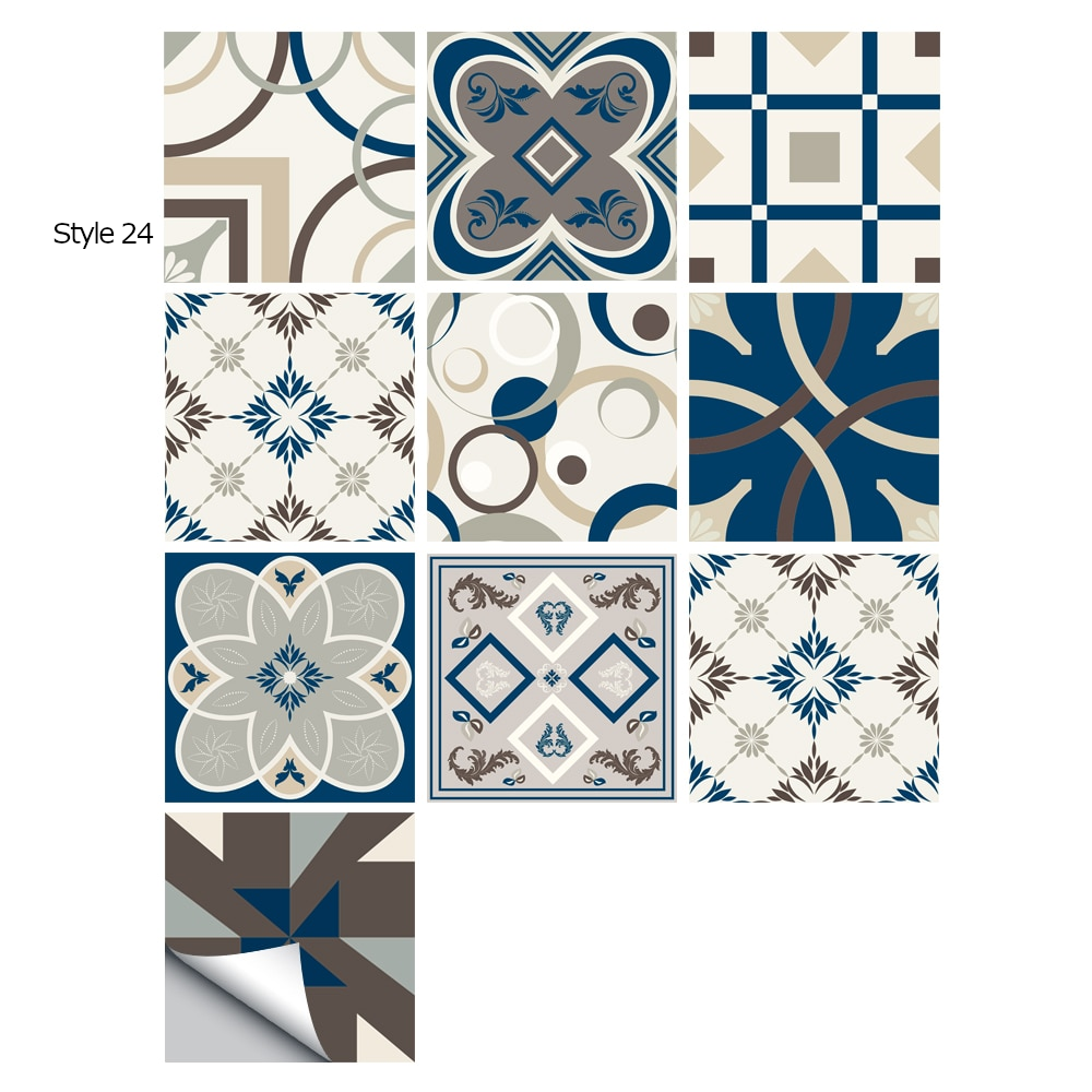 10Pcs/Set Mandala Crystal Hard Film Tiles Wall Stickers Kitchen Bathroom Wardrobe Decoration Art Mural Waterproof Pvc De
