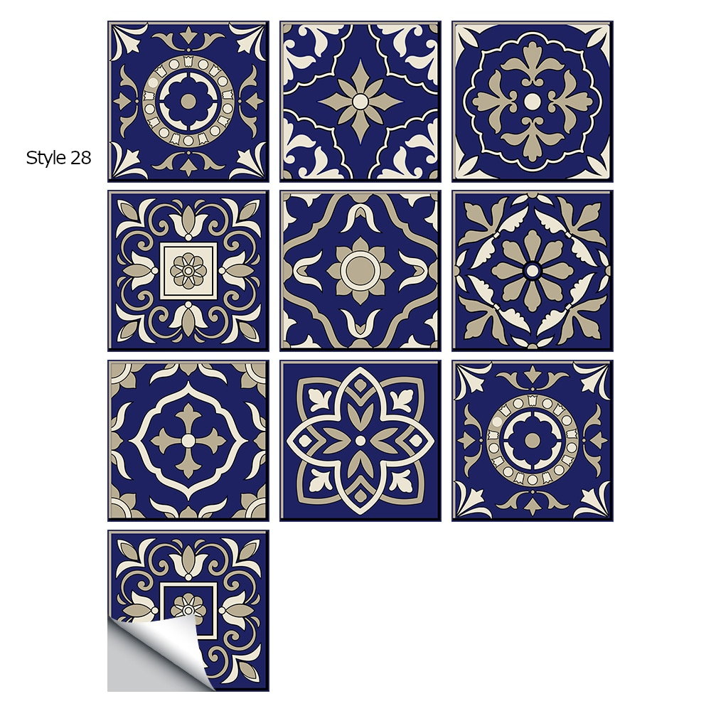 10Pcs/Set Mandala Crystal Hard Film Tiles Wall Stickers Kitchen Bathroom Wardrobe Decoration Art Mural Waterproof Pvc De