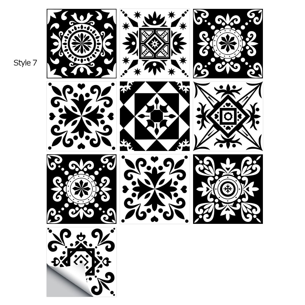 10Pcs/Set Mandala Crystal Hard Film Tiles Wall Stickers Kitchen Bathroom Wardrobe Decoration Art Mural Waterproof Pvc De