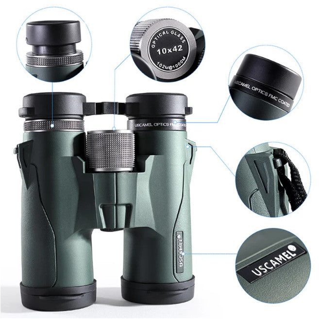 10X42 Hd Bak4 Binoculars Military High Power Telescope Professional Outdoor Sports Bird Watching Camping