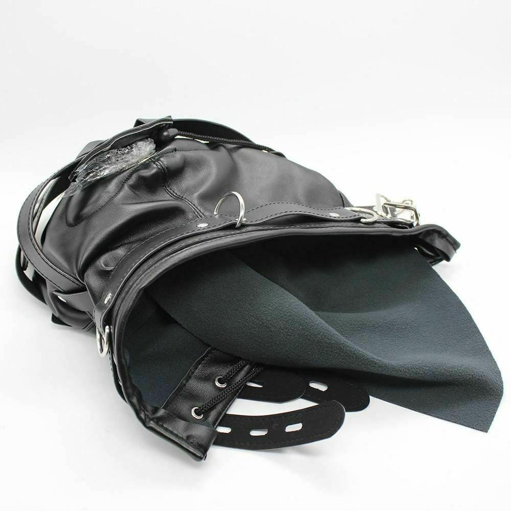 Black Full Hood Blindfold Dildo Gag Bdsm Sex Mask Headgear Fetish Kink