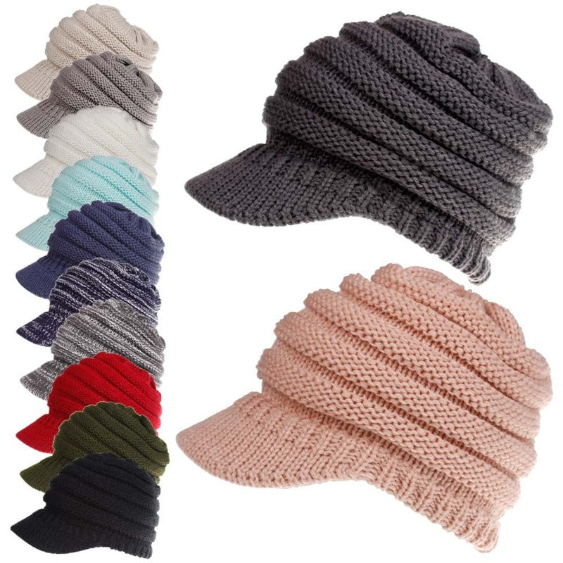Women Ponytail Beanies Autumn Winter Hats Soft Knitting Caps Warm Ladies Skullies