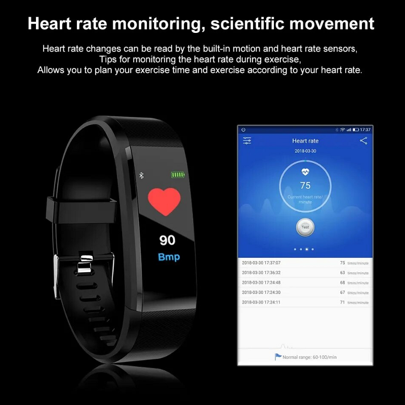 115Plus Colourful Screen Digital Intelligent Bracelet Fitness Band Blue