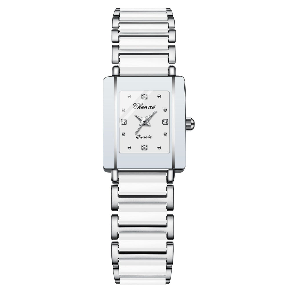 Square Couple Watch For Women And Men Ceramic Quartz