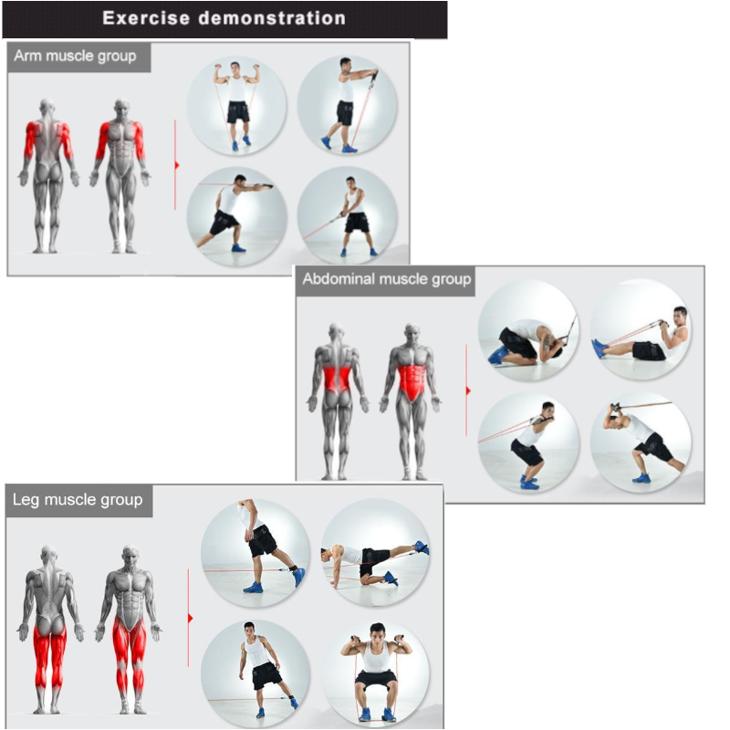 11 Pcs Pull Rope Latex Resistance Bands Body Fitness Equipment Exercise Gym