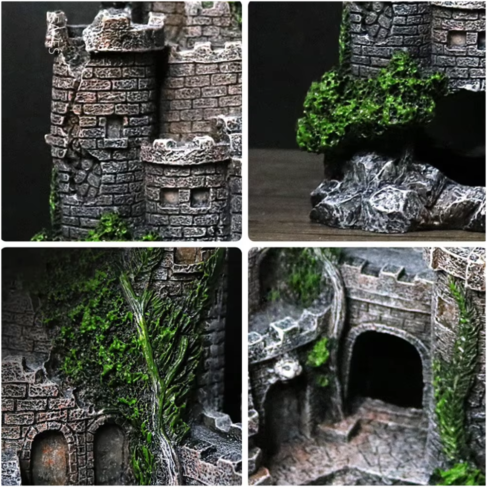 Sweethome Resin Ancient Castle Artificial Ornaments Fish Tank Aquarium Decor