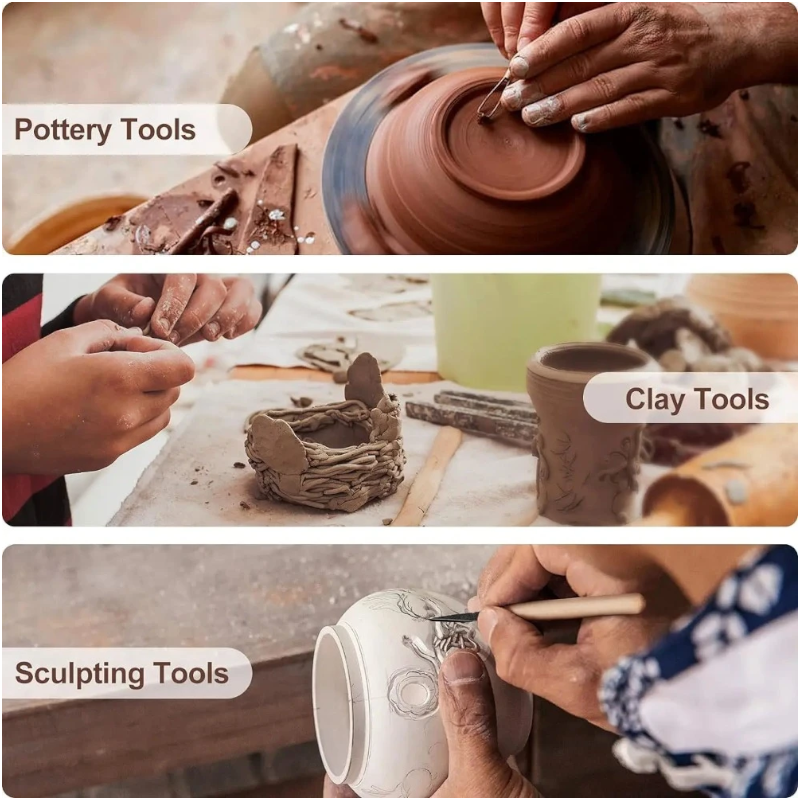 11Pcs Pottery Tools Clay Sculpting Carving Set Ceramics Smoothing Shaper For Potters Handle Modeling