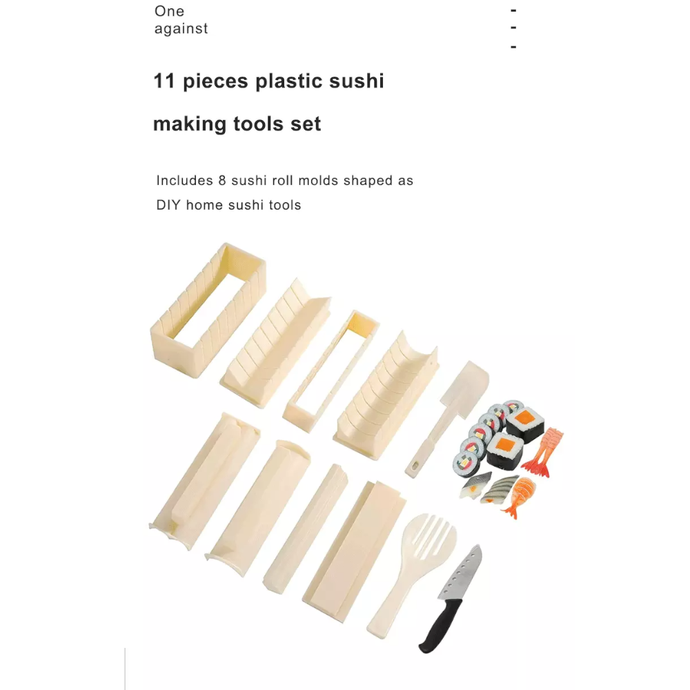 11Pcs Set Diy Non Stick Professional Sushi Making Kit Rolling Molds