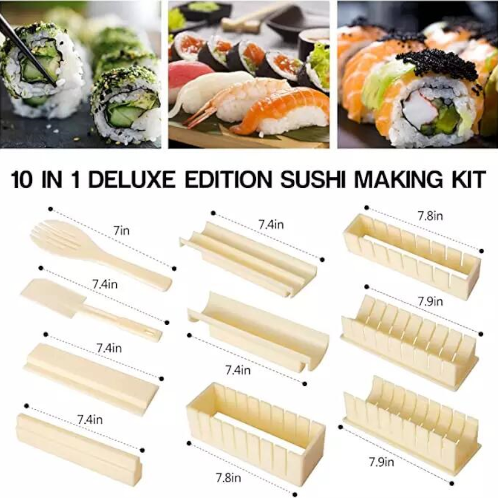 11Pcs Set Diy Non Stick Professional Sushi Making Kit Rolling Molds