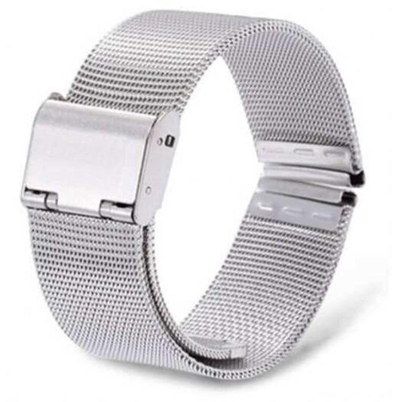 12 / 14 18 20Mm Fashion Milanese Loop Stainless Steel Wrist Watch Band Strap Silk White