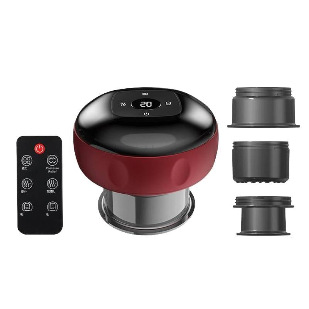 12 Speed Cupping Massager Set With 3 Cups Red