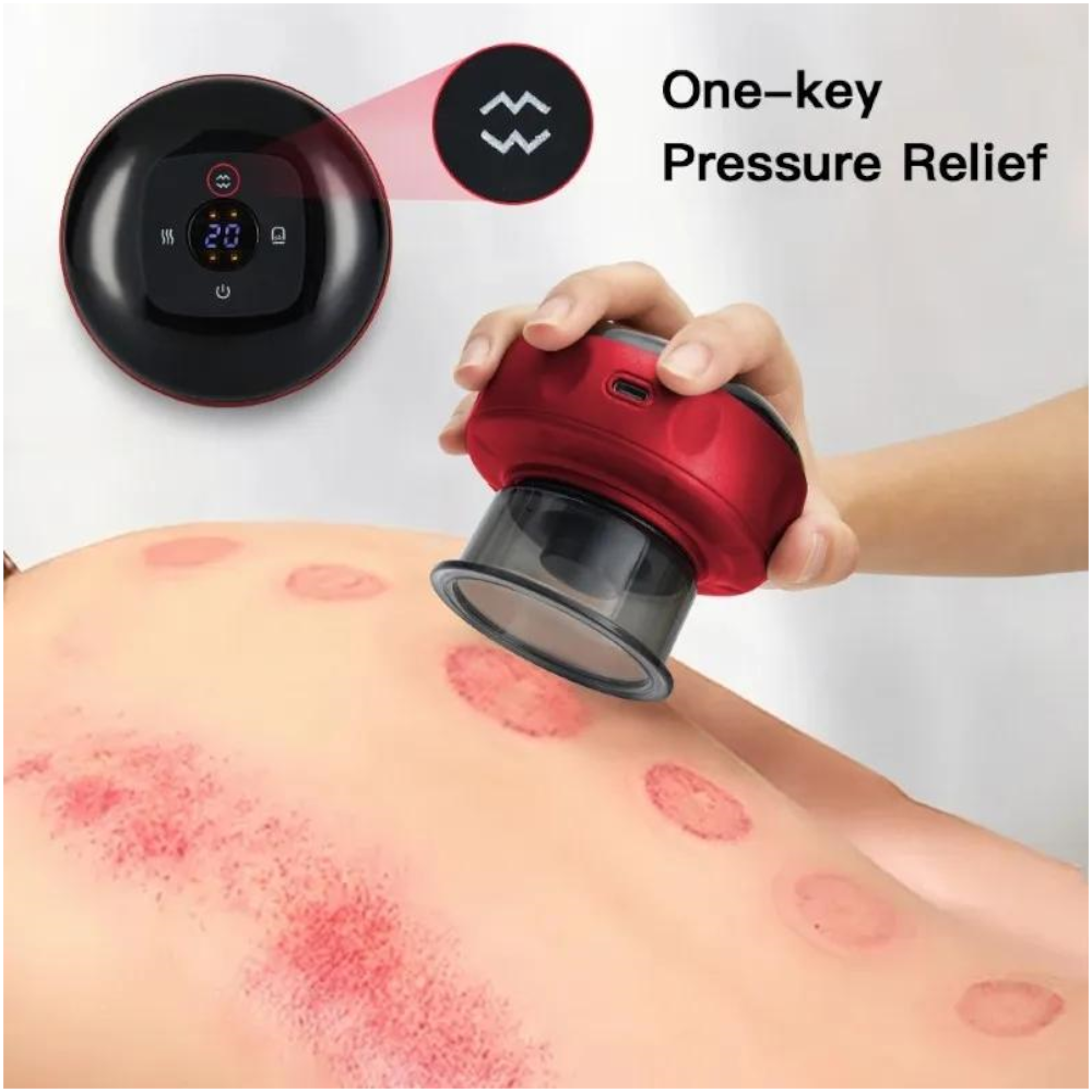 12 Speed Cupping Massager Set With 3 Cups Red