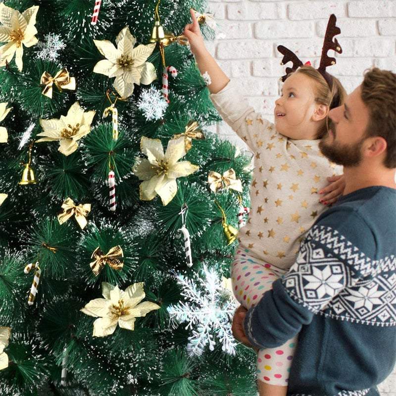 Christmas Tree Decorations 120Pcs Flowers Artificial