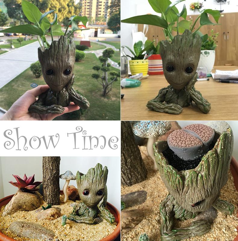 Creative Flowerpot Little Action Figures Cute Toy Pen Pot Holder Pvc Hero Model Vessel