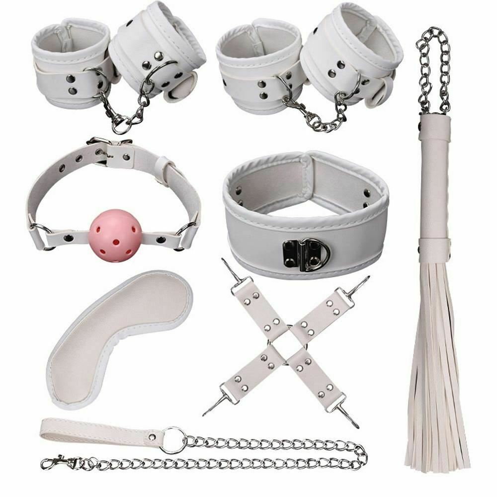 8 / Pcs Bdsm Bondage Set Fetish Kit Collar Gag Cuffs Leash Flogger Hogtie