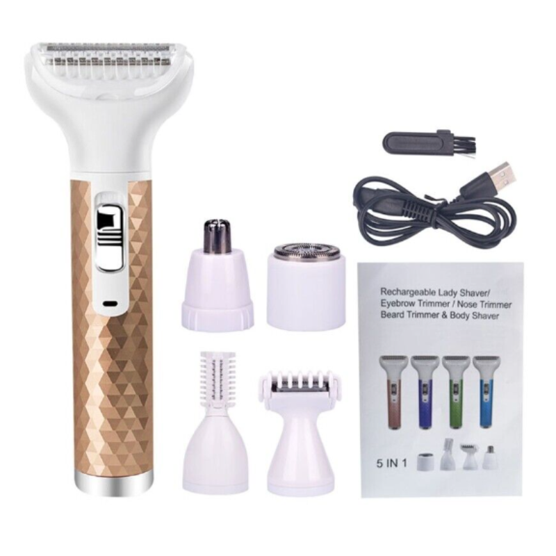 5 In 1 Electric Hair Removal Epilator Wet&Dry Lady Shaver Nose Trimmer Eyebrow Shaper Leg Armpit Bikini Women Razor