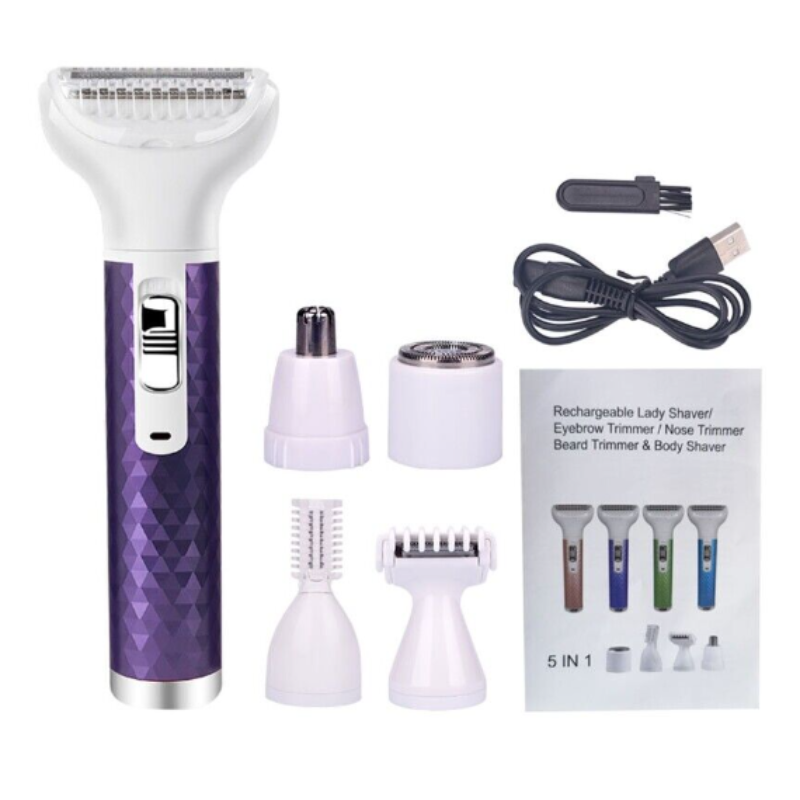 5 In 1 Electric Hair Removal Epilator Wet&Dry Lady Shaver Nose Trimmer Eyebrow Shaper Leg Armpit Bikini Women Razor