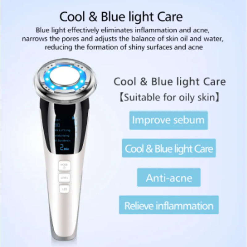 5 In 1 Ems Face Mesotherapy Electroporation Led Photon Lifting Beauty Skin Facial Care Neck Massager