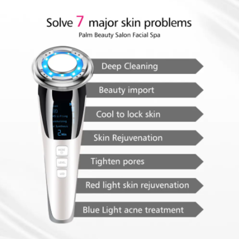 5 In 1 Ems Face Mesotherapy Electroporation Led Photon Lifting Beauty Skin Facial Care Neck Massager