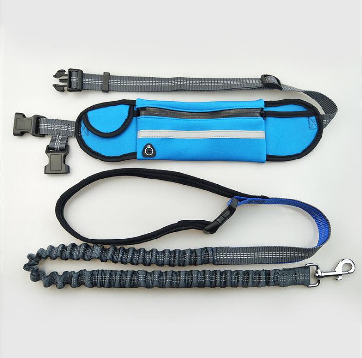 Shock Absorbing Hands Free Dog Running Leash With Waist Pocket
