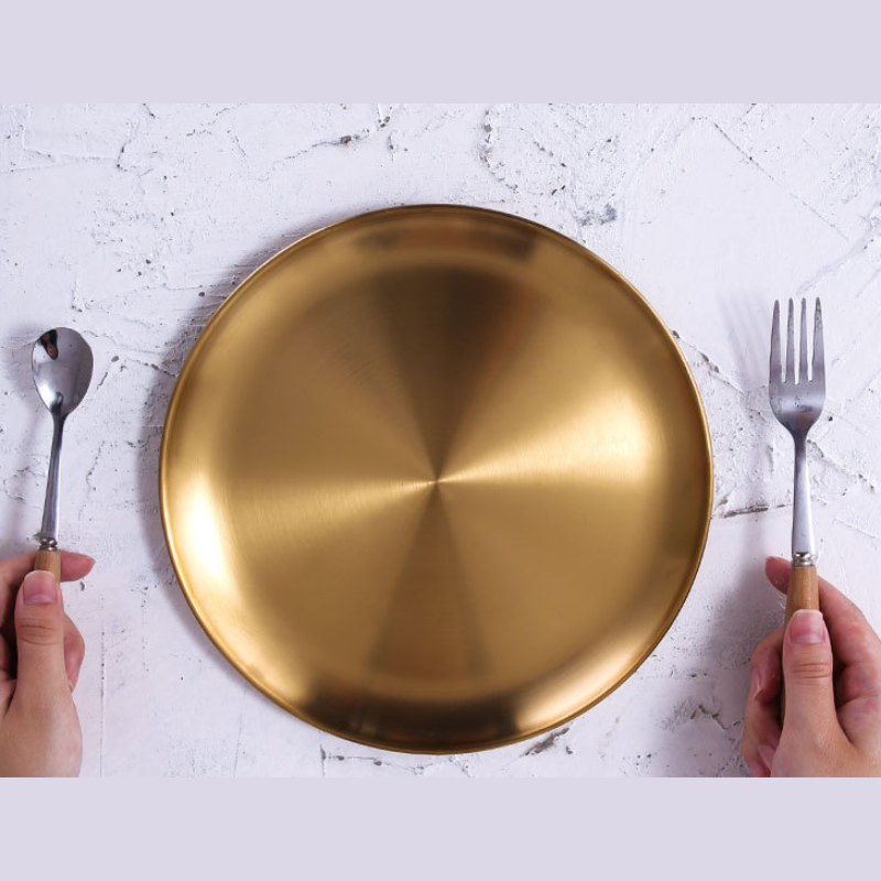 Retro Metal Round Tray Stainless Steel Snack Fruit Jewelry Storage Style