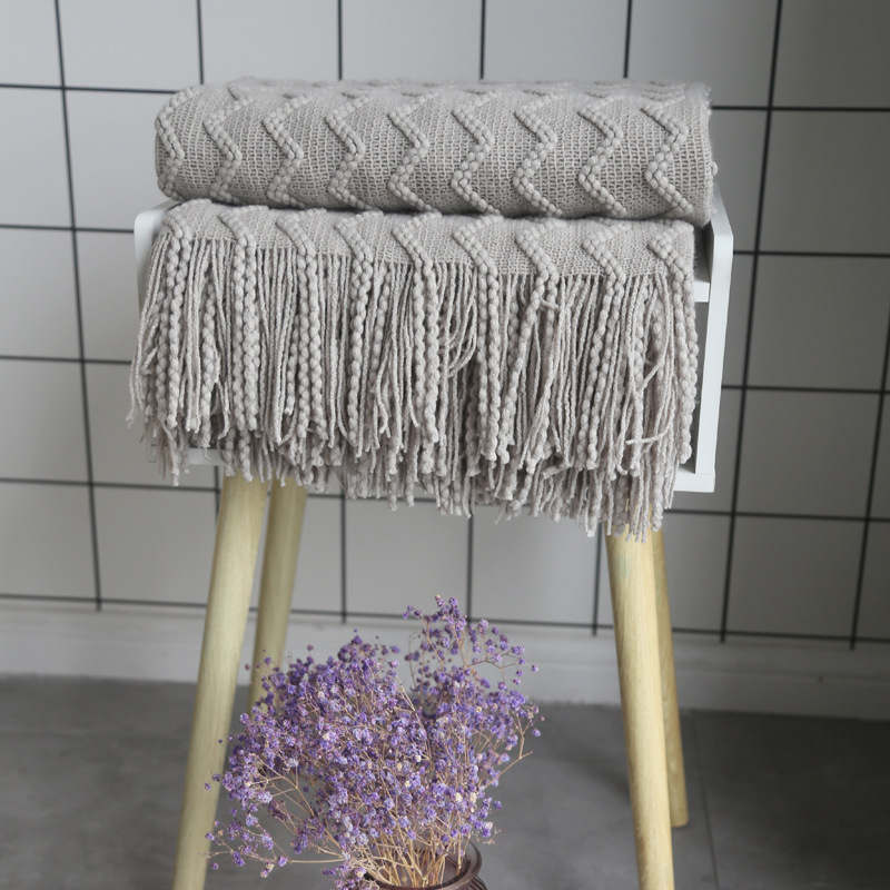 125Cm X 200Cm Warm Cozy Knitted Throw Blanket Light Grey