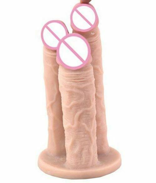 Big Three Dildo Dong Triple Penetration Purple Brown Flesh Realistic Penis Large