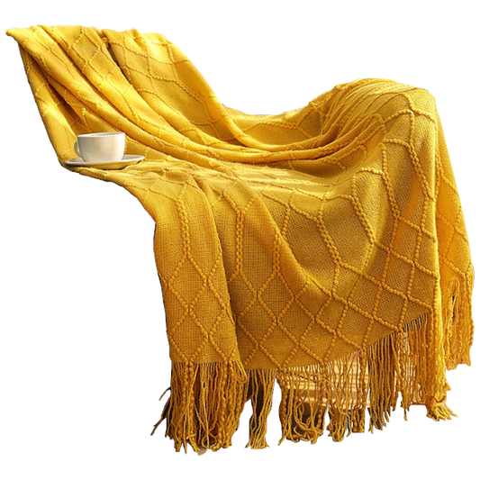 127Cm X 152Cm Warm Cozy Knitted Throw Blanket Yellow - Yellow - Standard - Style 5