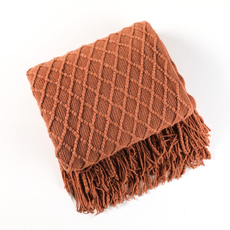 127Cm X152cm Warm Cozy Knitted Throw Blanket Coffee