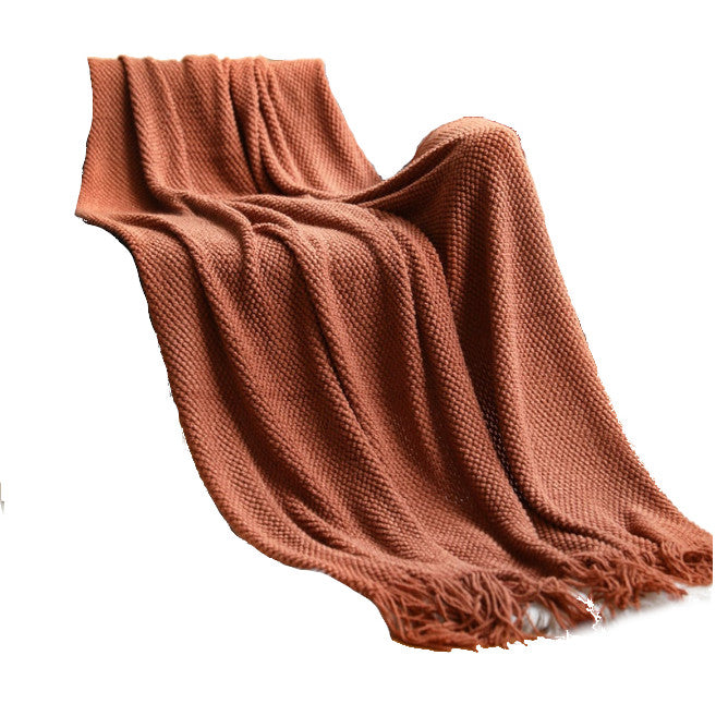 127Cm X 152Cm Warm Cozy Knitted Throw Blanket Brown Style