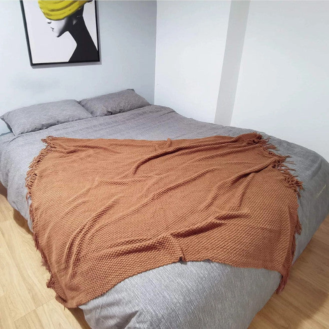127Cm X 152Cm Warm Cozy Knitted Throw Blanket Brown Style