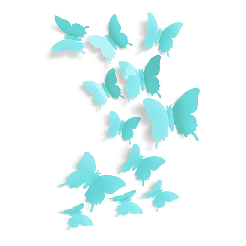 12 Pcs / Set Rainbow Colourful 3D Pvc Butterfly Wall Sticker Decor