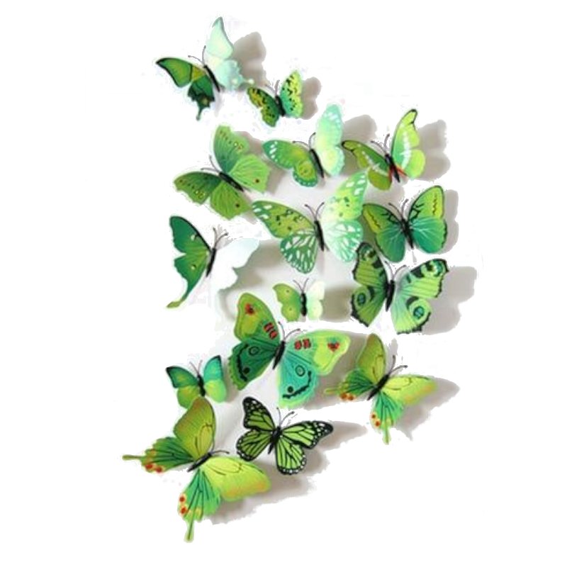 12 Pcs / Set Rainbow Colourful 3D Pvc Butterfly Wall Sticker Decor
